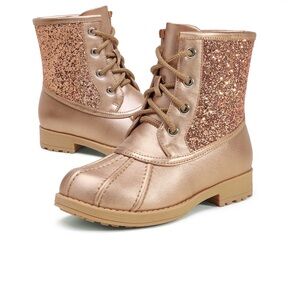 Dream Pairs Girls Glitter Side-Zip Ankle Boots Size 4 – Gold